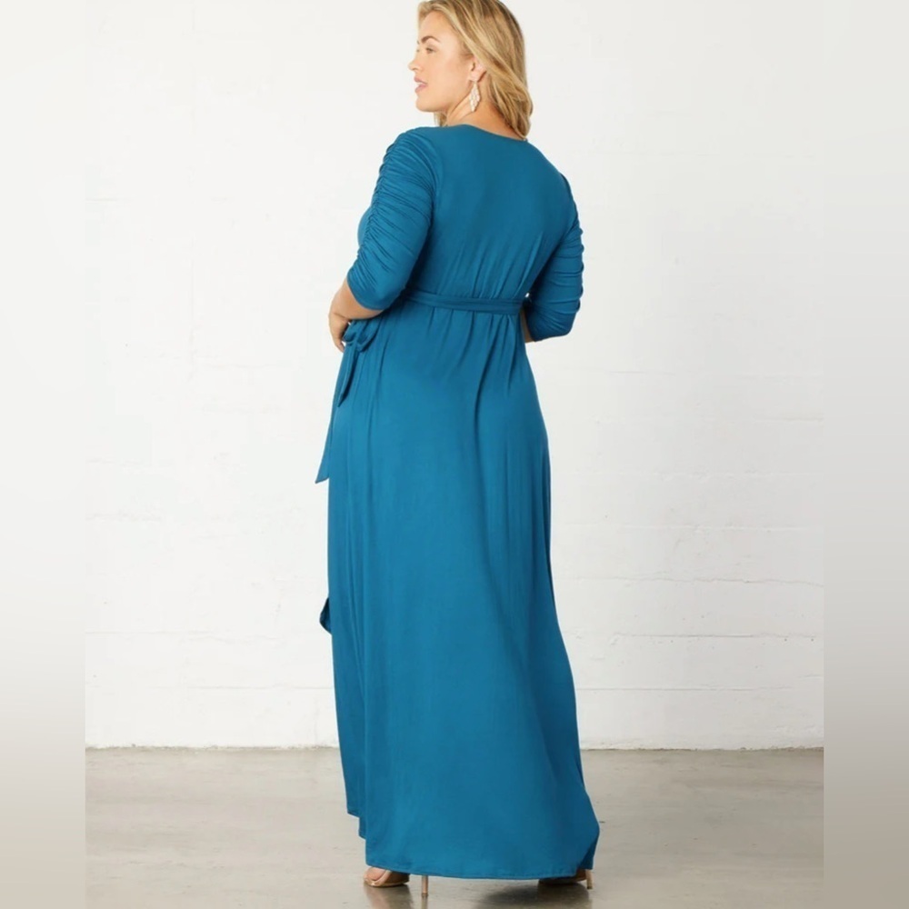NEW Kiyonna Meadow Dream Maxi Dress in Teal Topaz 4X - Picture 5 of 13